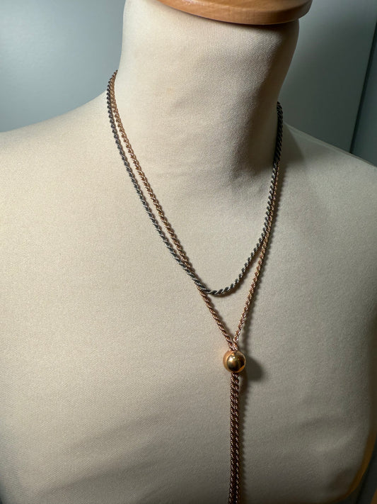 Cesare Paciotti Chain Necklace Gold & Silver Tone (Pre-Owned)