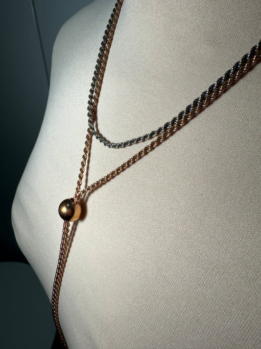 Cesare Paciotti Chain Necklace Gold & Silver Tone (Pre-Owned)
