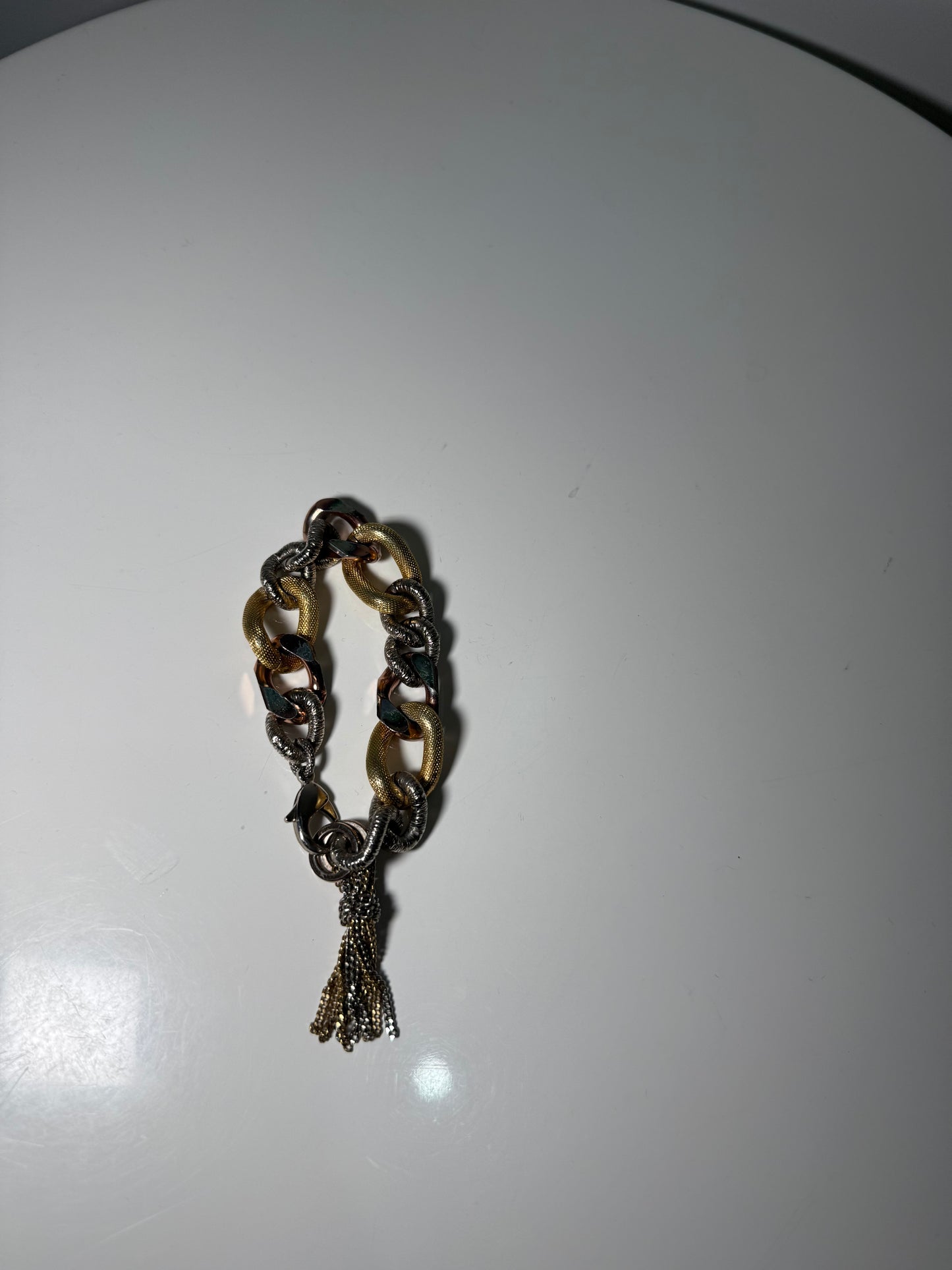 Mixed Chain Tassel Bracelet Gold & Silver Tone SAMOKISH (Pre-Owned)