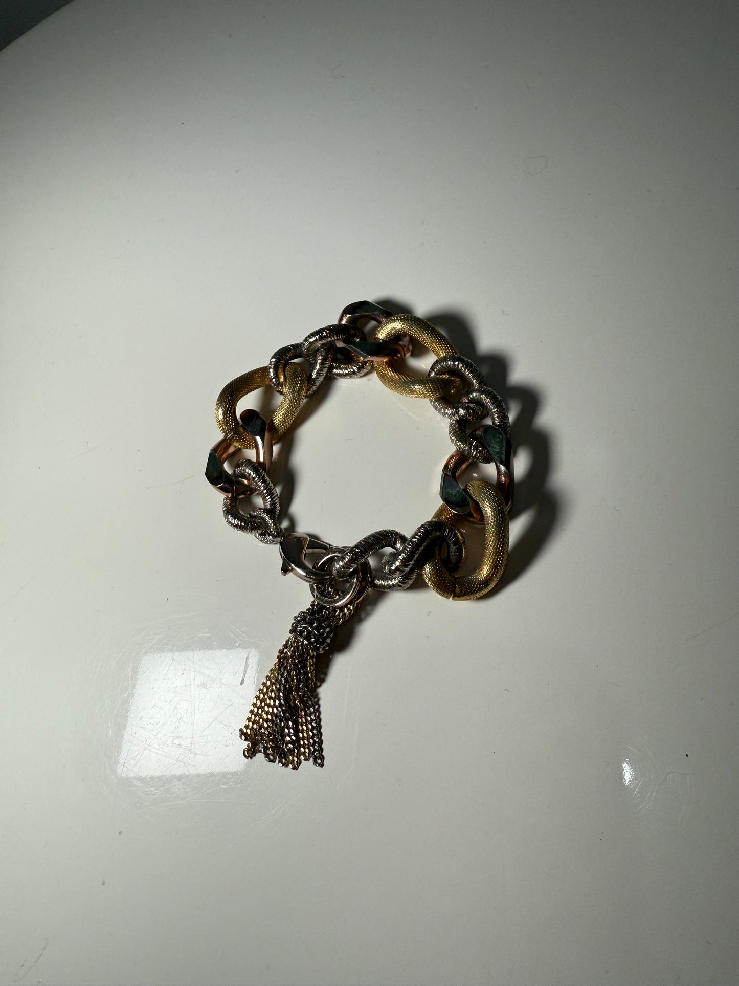 Mixed Chain Tassel Bracelet Gold & Silver Tone SAMOKISH (Pre-Owned)