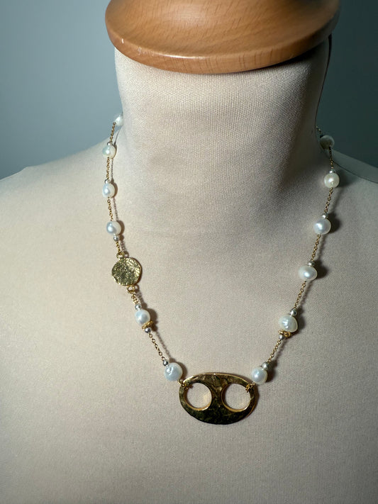 Pearl Pendant Necklace Gold Tone SAMOKISH (Pre-Owned)