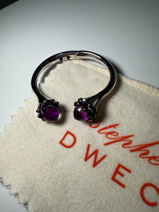 Amethyst Stone Cuff Bracelet Silver Tone STEPHEN DWECK (Pre-Owned)