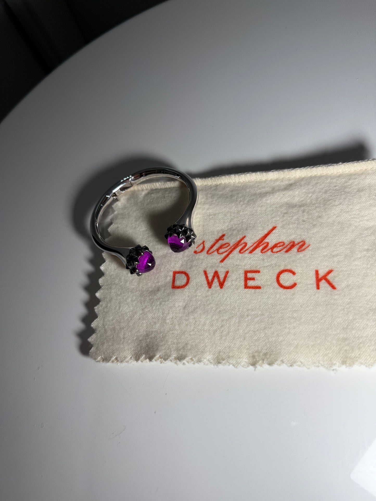 Amethyst Stone Cuff Bracelet Silver Tone STEPHEN DWECK (Pre-Owned)