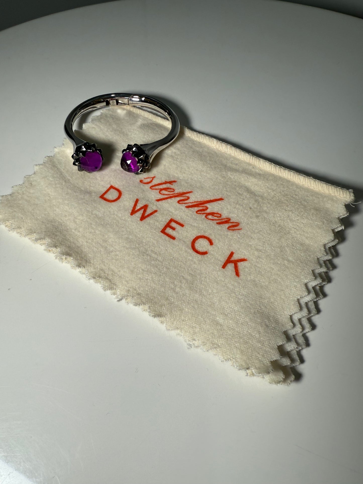 Amethyst Stone Cuff Bracelet Silver Tone STEPHEN DWECK (Pre-Owned)
