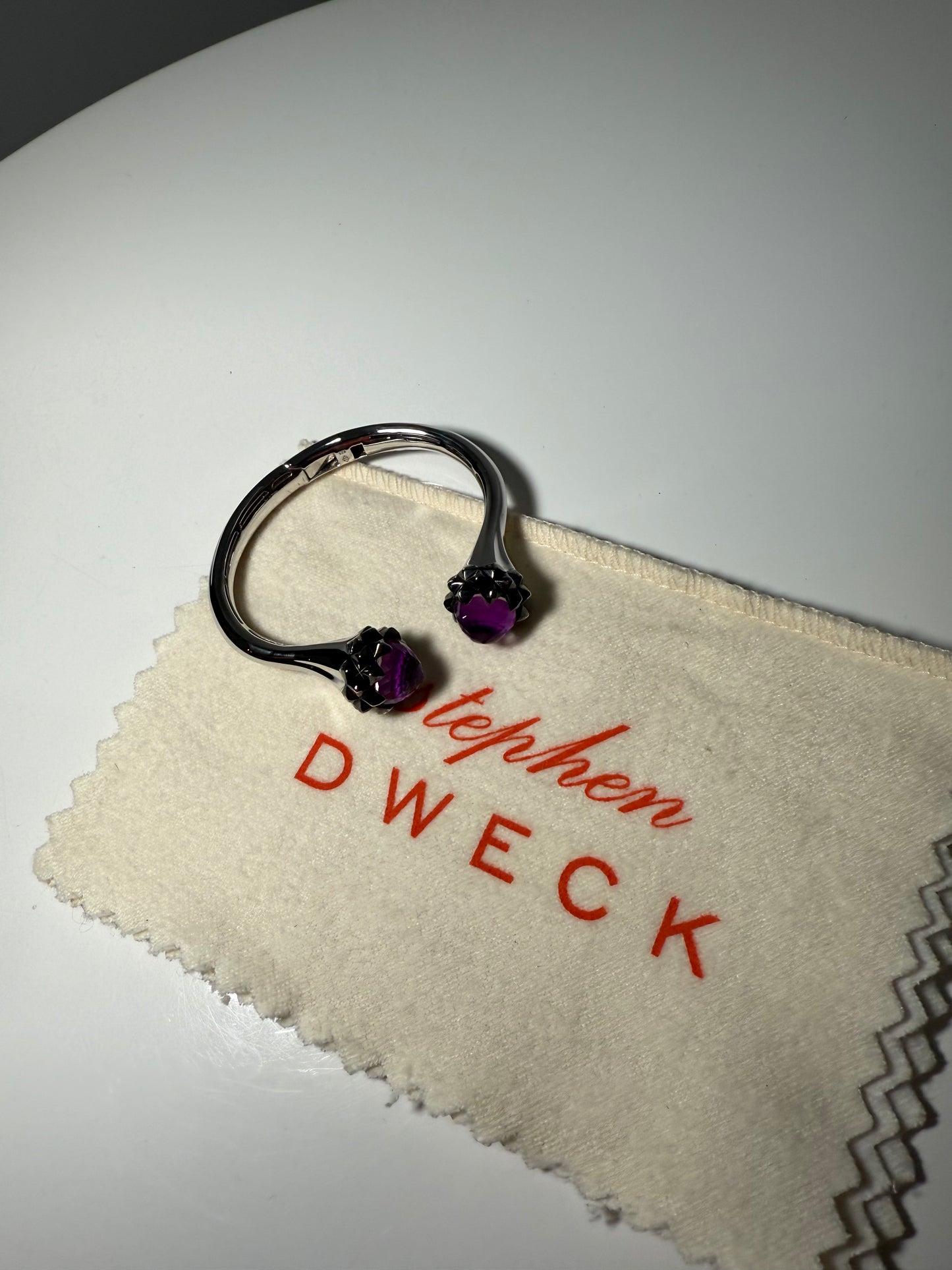 Amethyst Stone Cuff Bracelet Silver Tone STEPHEN DWECK (Pre-Owned)