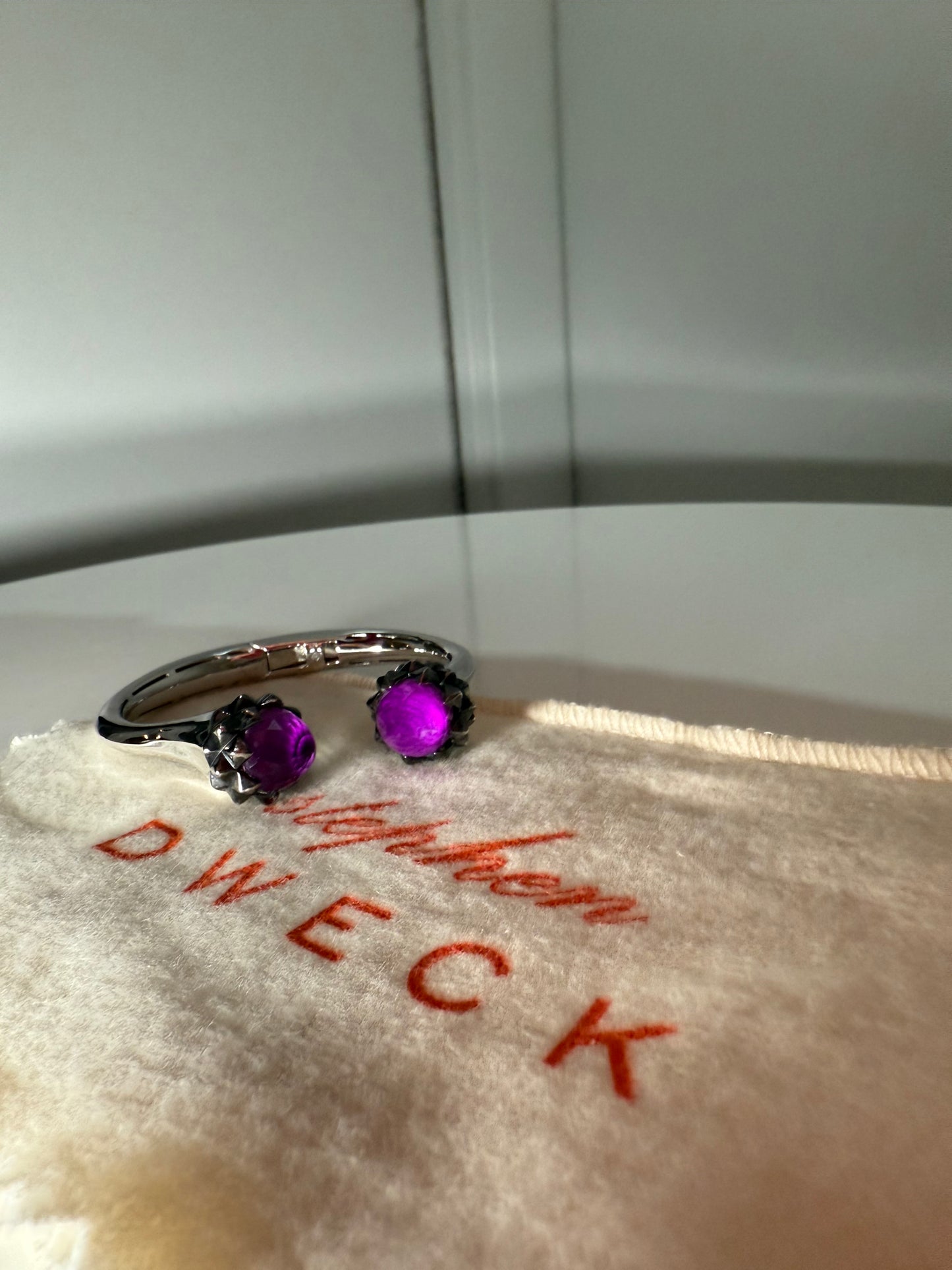 Amethyst Stone Cuff Bracelet Silver Tone STEPHEN DWECK (Pre-Owned)