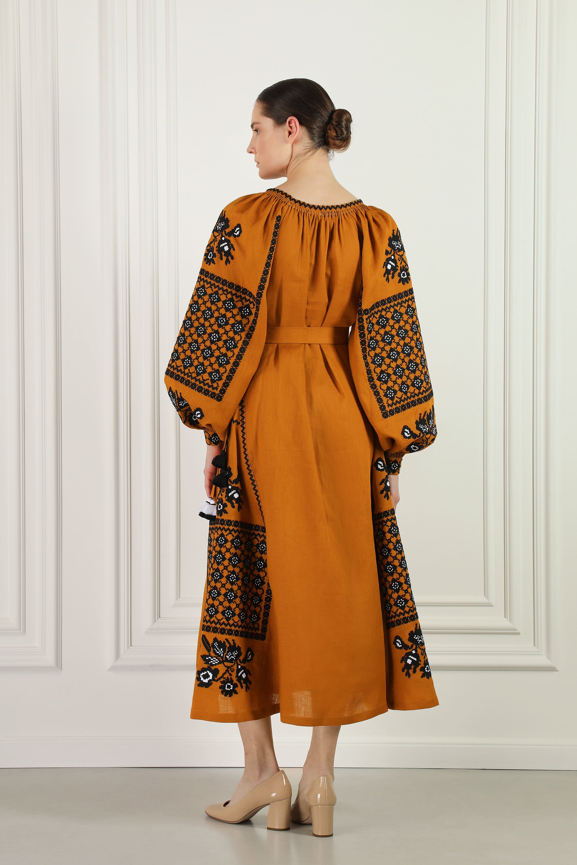 Gold Mustard Midi Dress FOBERINI Angel for Fashion Gold Mustard Midi Dress FOBERINI Angel for Fashion
