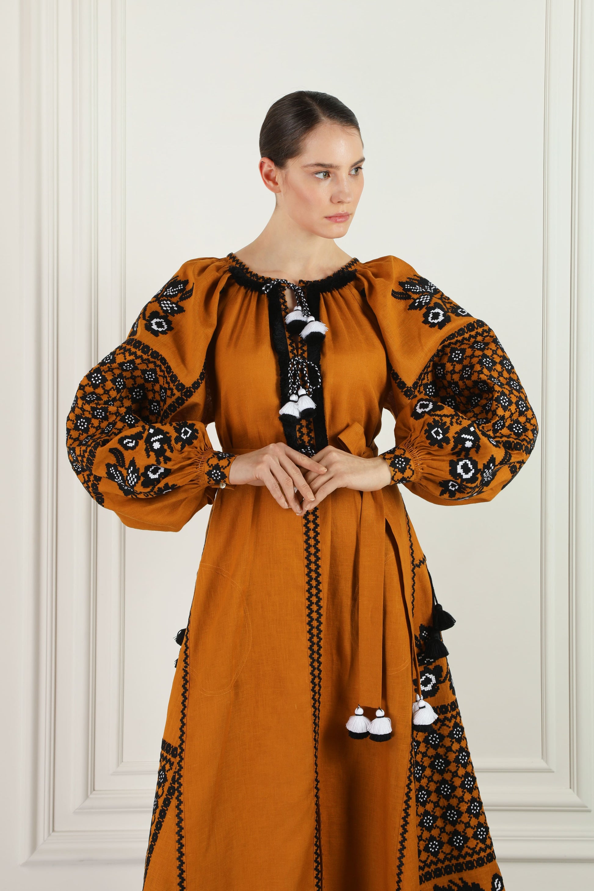 Gold Mustard Midi Dress FOBERINI Angel for Fashion Gold Mustard Midi Dress FOBERINI Angel for Fashion