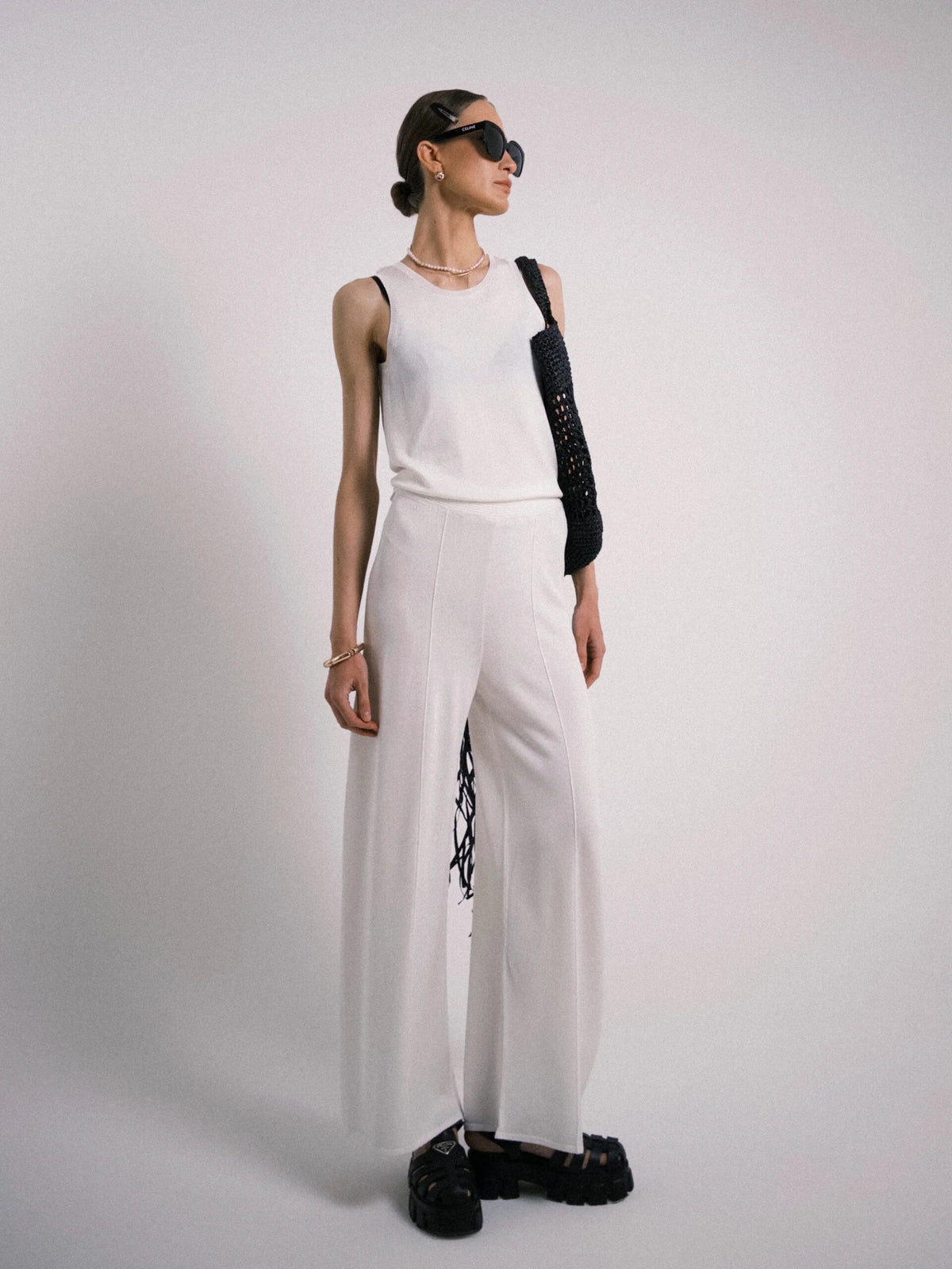 VISCOSE KNITWEAR PANTS KATERINA KVIT