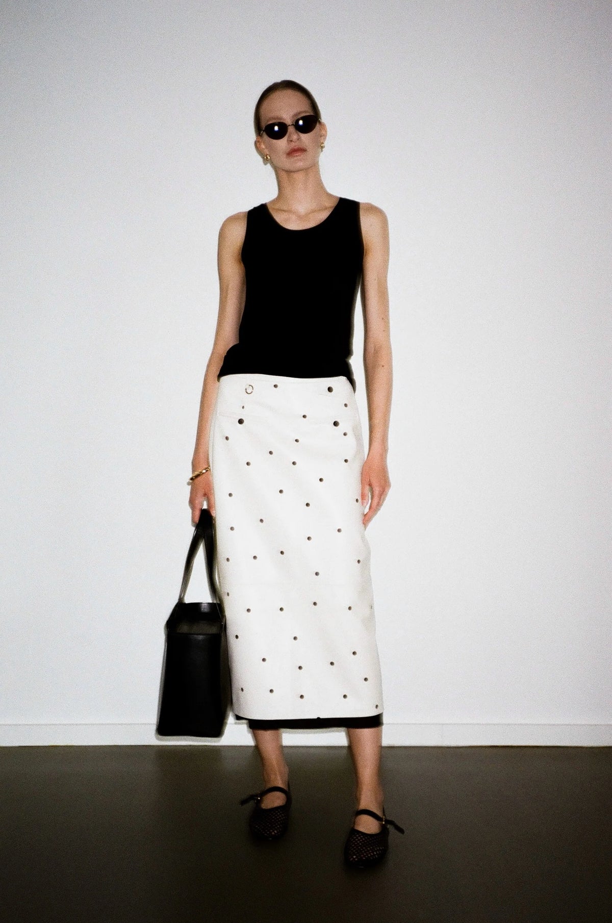 PERFORATION LEATHER SKIRT  KATERINA KVIT
