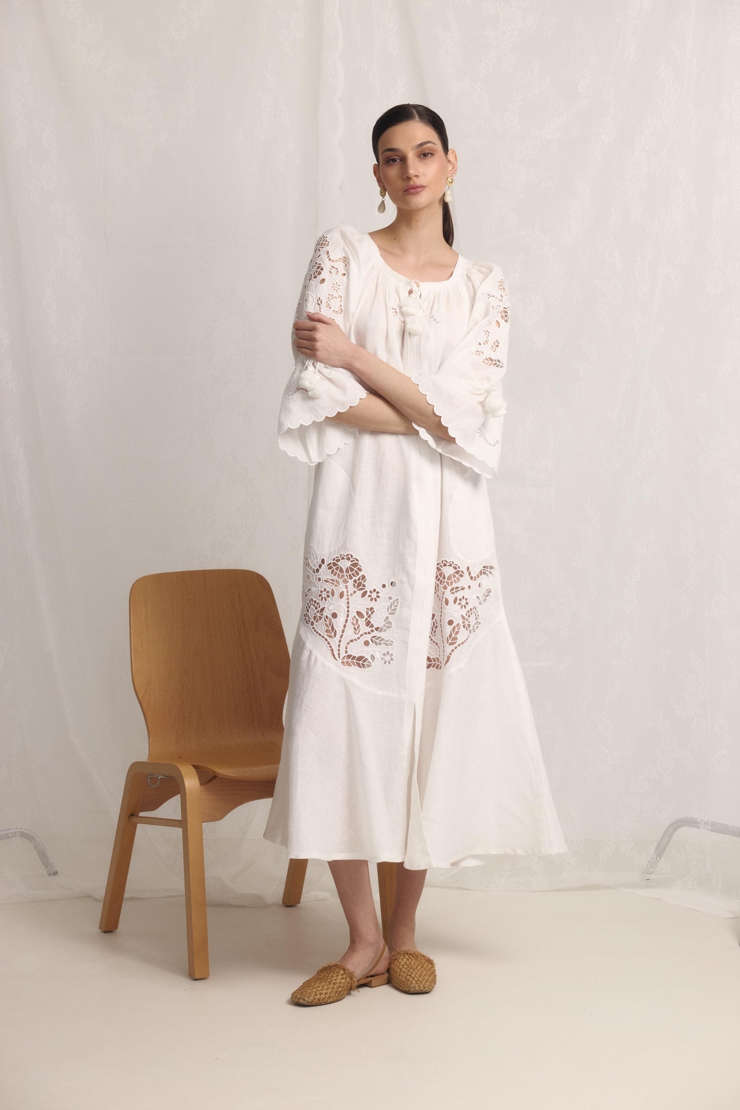 Tree of life white maxi dress FOBERINI