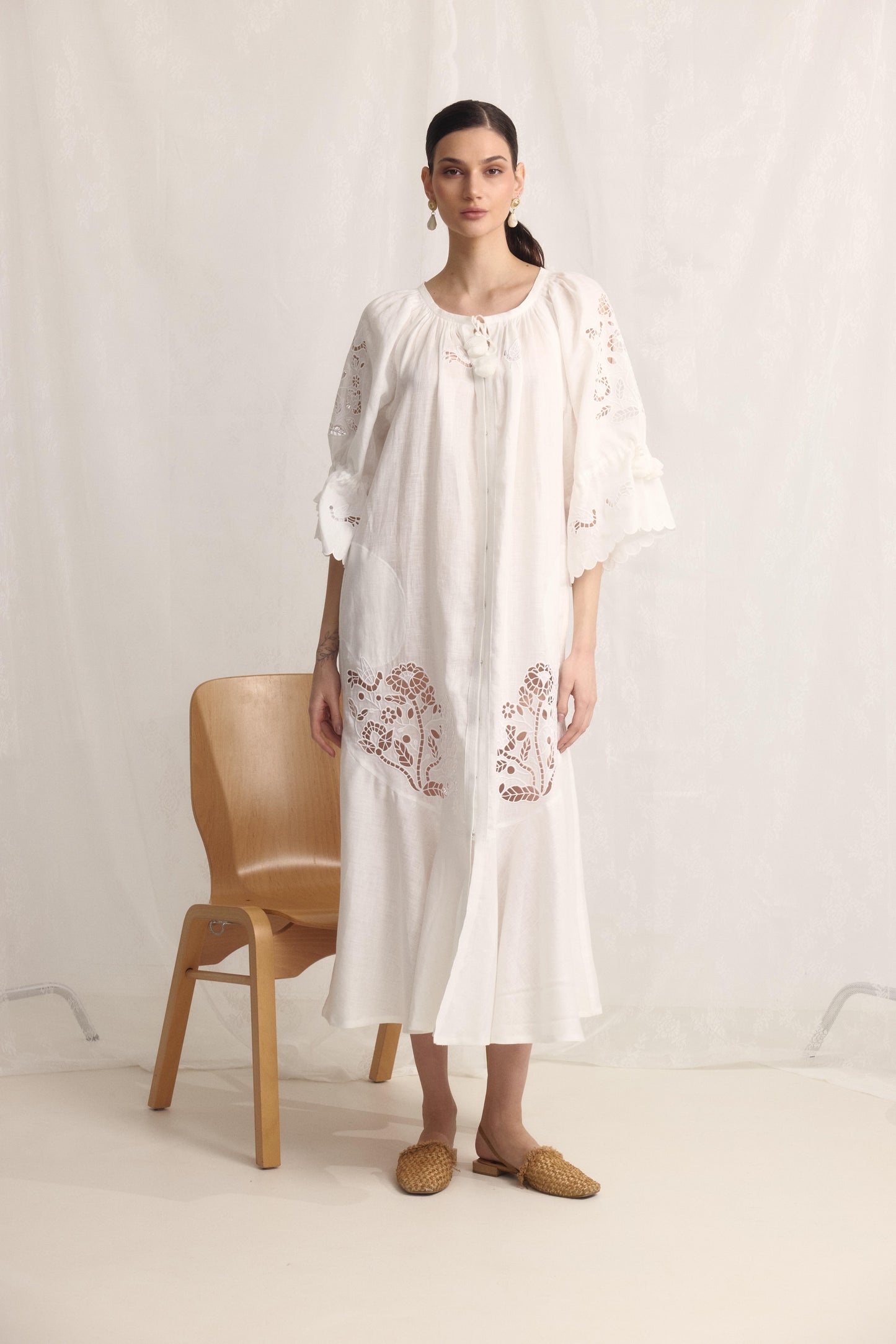 Tree of life white maxi dress FOBERINI
