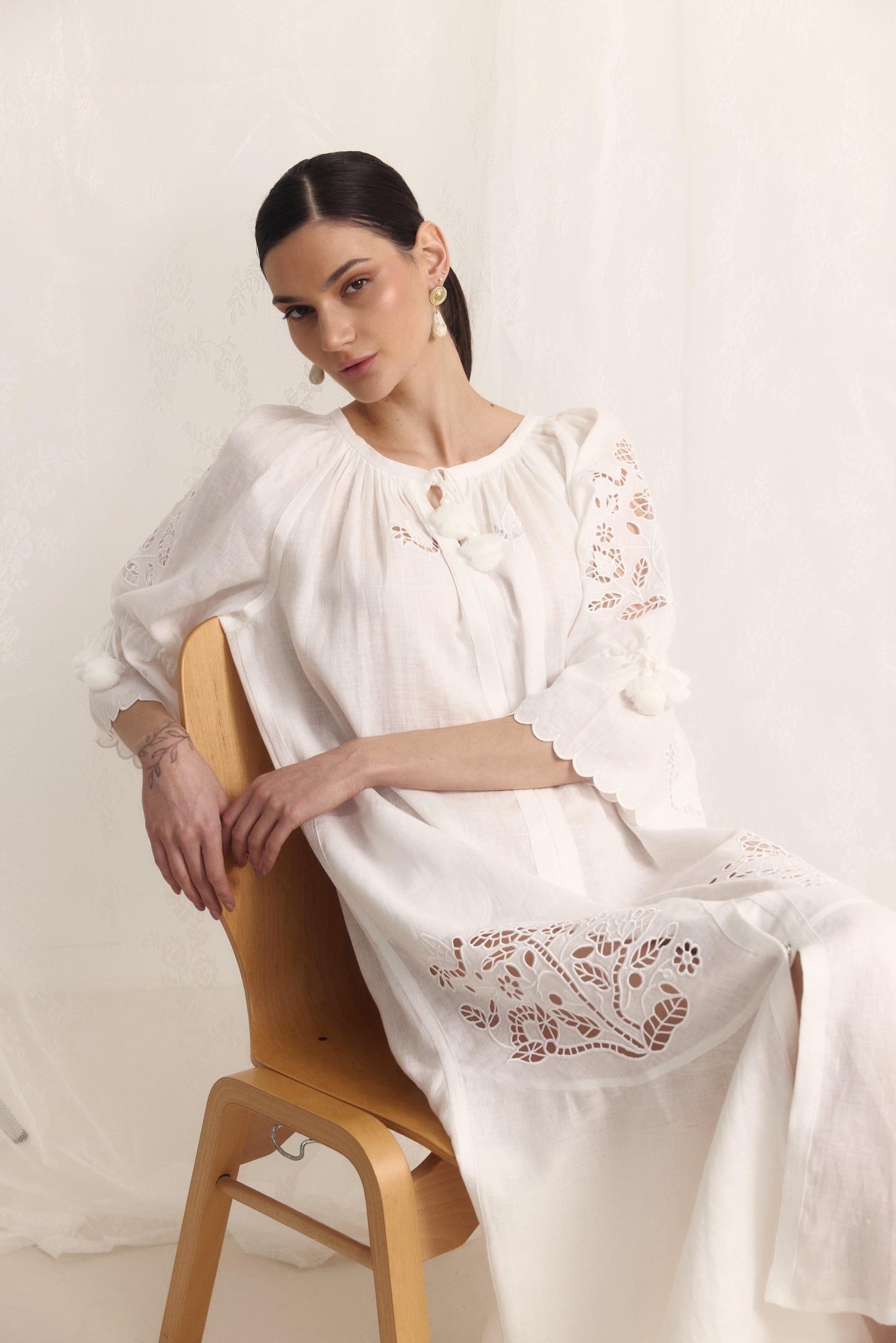 Tree of life white maxi dress FOBERINI