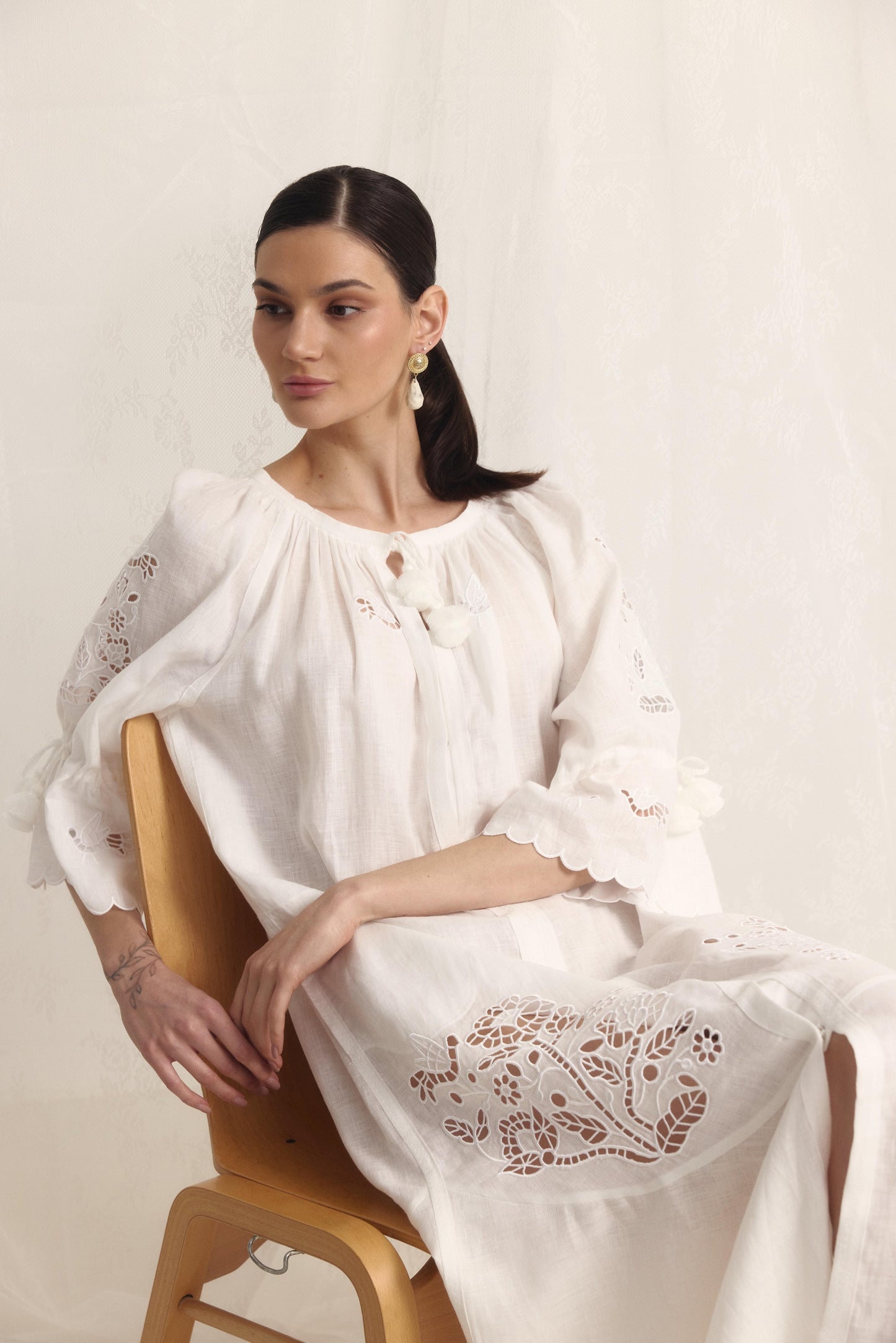 Tree of life white maxi dress FOBERINI