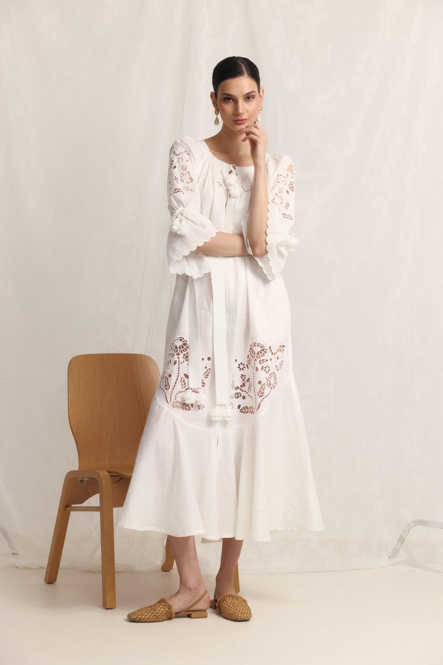 Tree of life white maxi dress FOBERINI