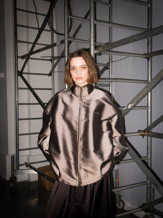 Oversized silk brown bomber NOVITSKA