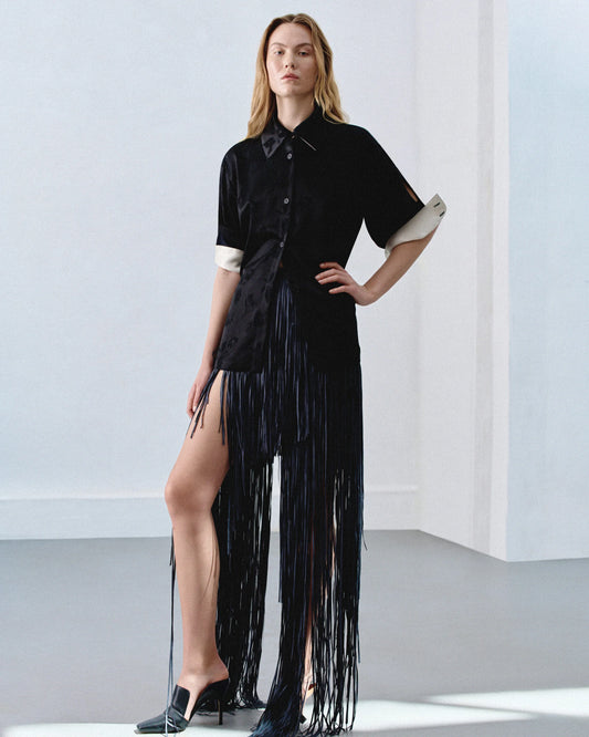 BLACK FLOWERS VISCOSE SHIRT  KATERINA KVIT