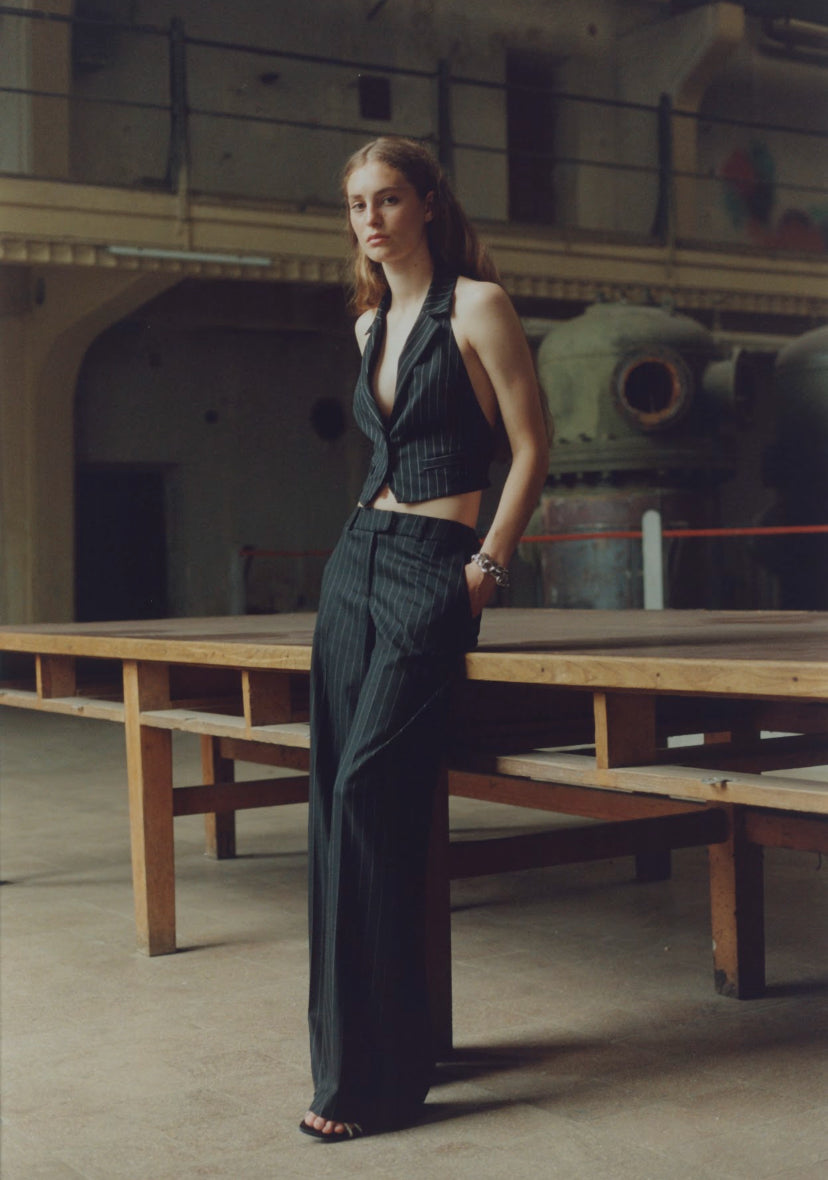 Black striped vest with an open back NOVITSKA