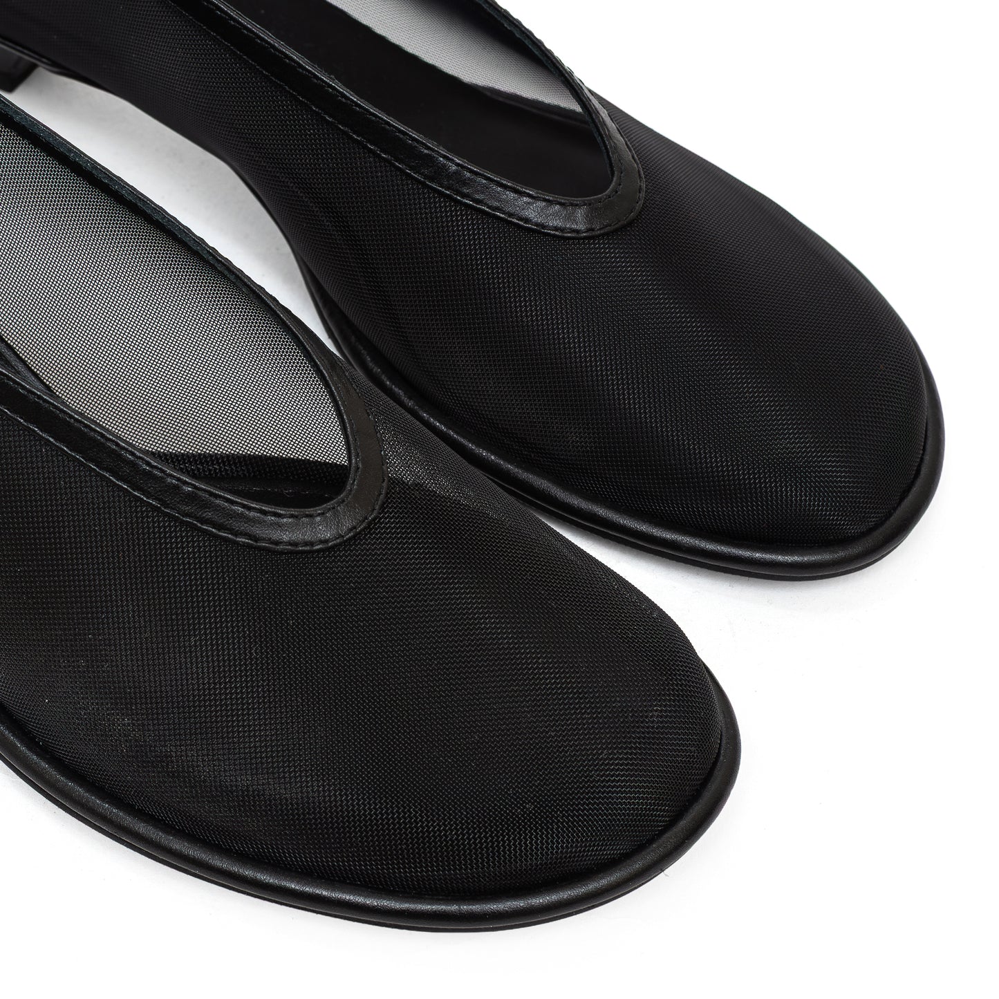 Ingrid black mesh black leather pumps LOOKIE ATELIER