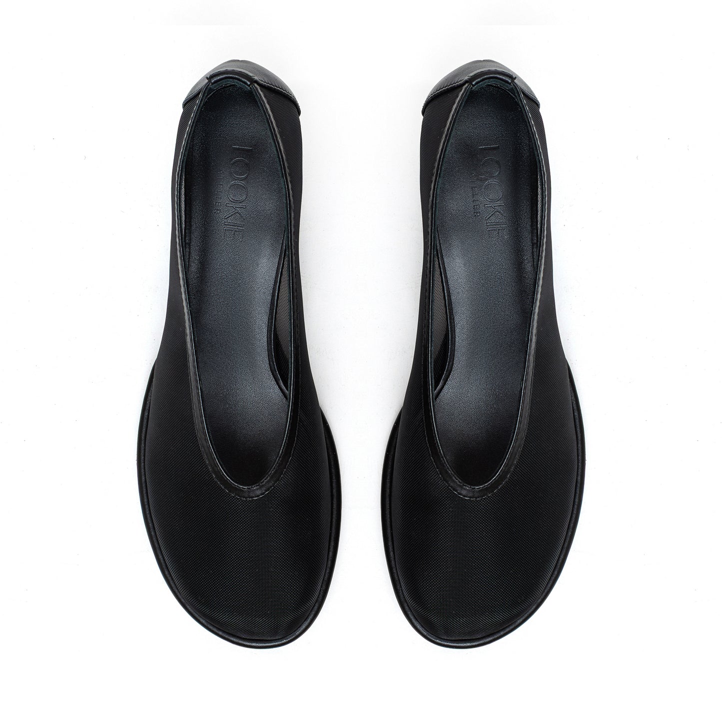 Ingrid black mesh black leather pumps LOOKIE ATELIER