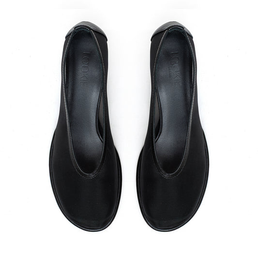 Ingrid black mesh black leather pumps LOOKIE ATELIER