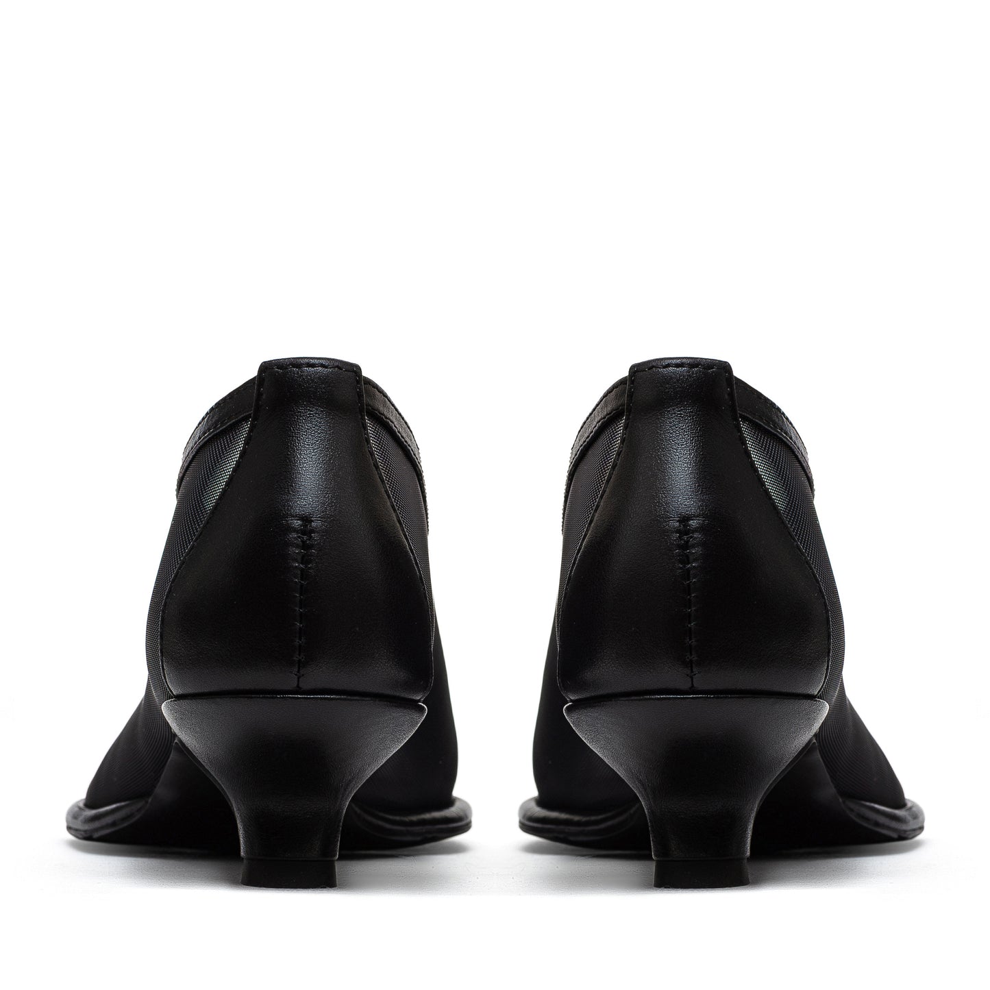 Ingrid black mesh black leather pumps LOOKIE ATELIER