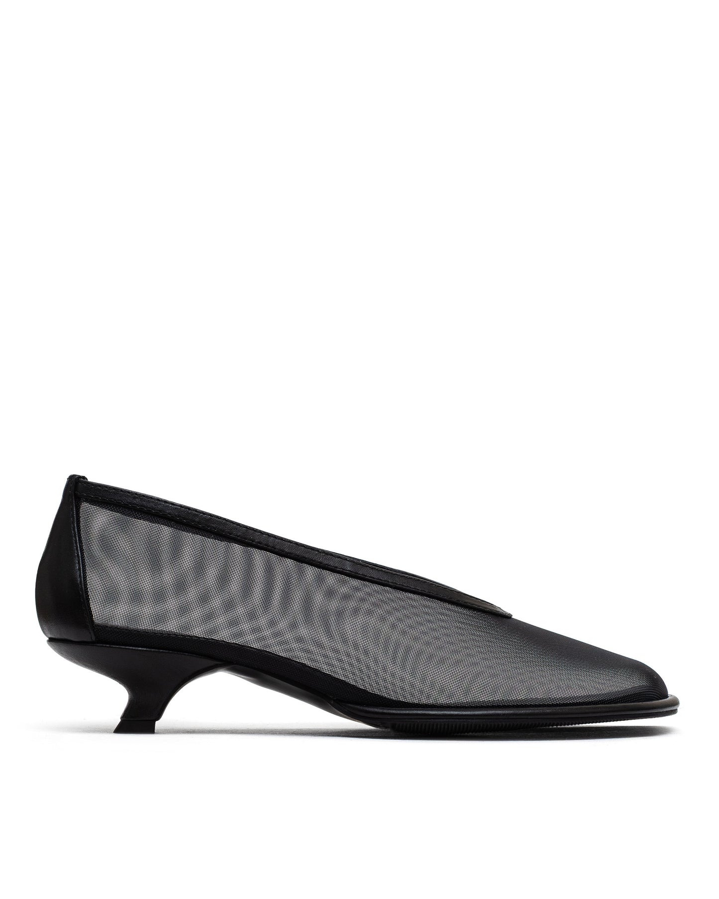Ingrid black mesh black leather pumps LOOKIE ATELIER