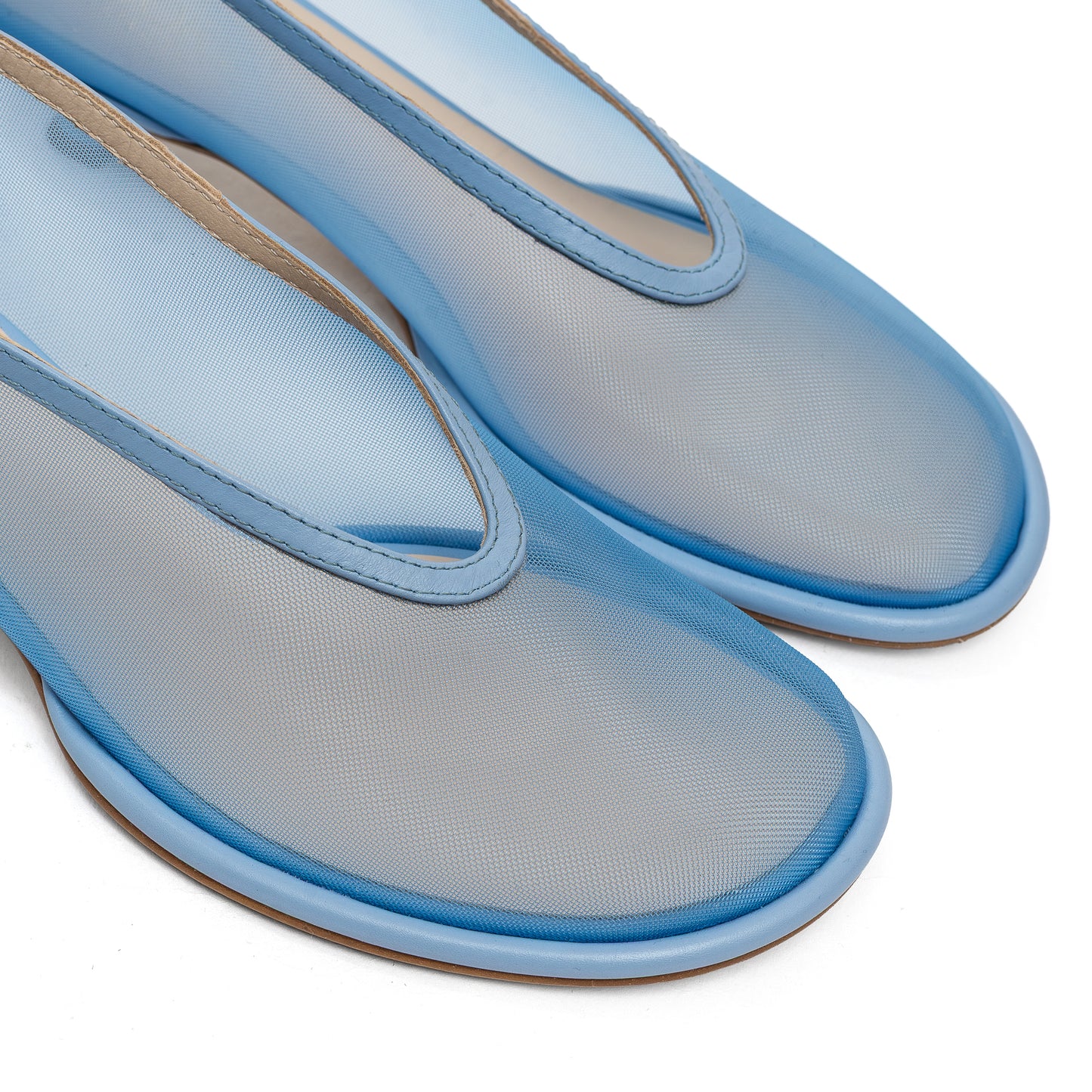Ingrid blue mesh blue leather pumps LOOKIE ATELIER