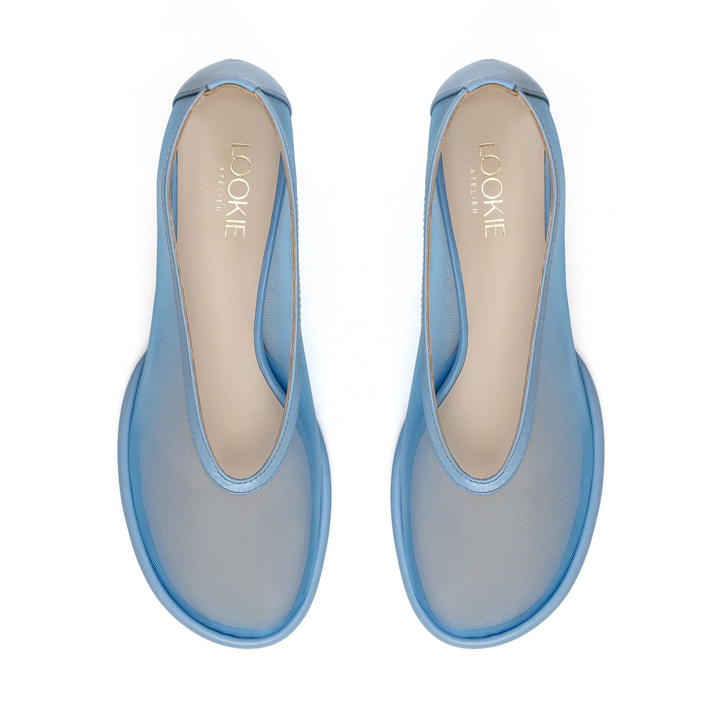 Ingrid blue mesh blue leather pumps LOOKIE ATELIER