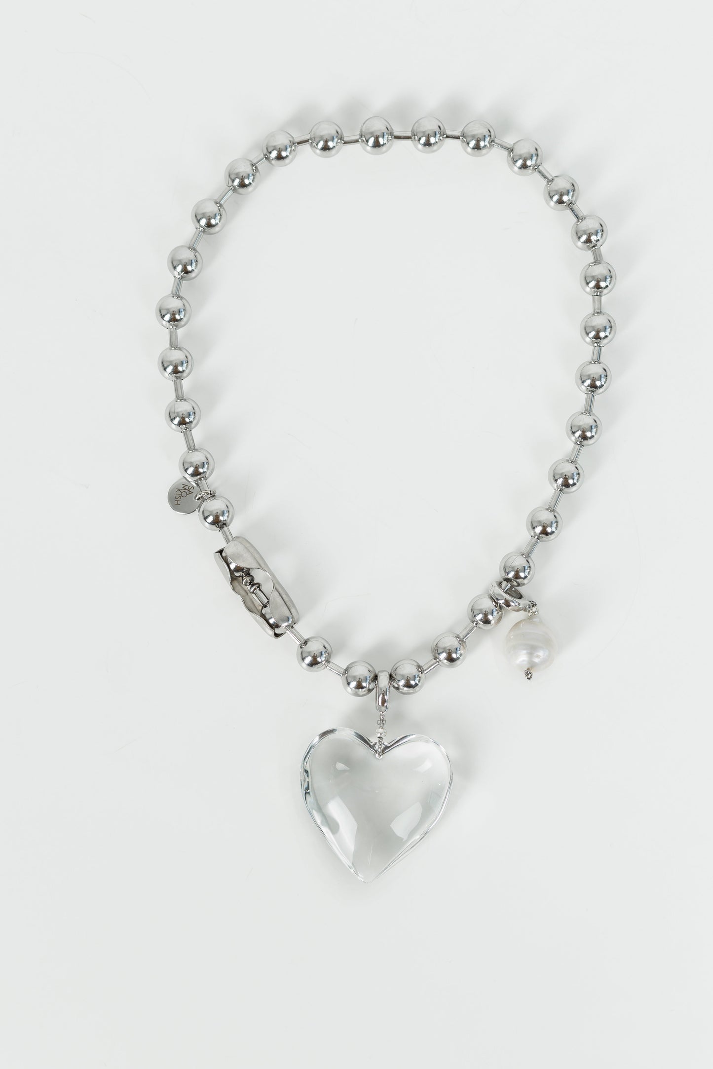 OLIVIA necklace with baroque pearl and pendant heartSAMOKISH