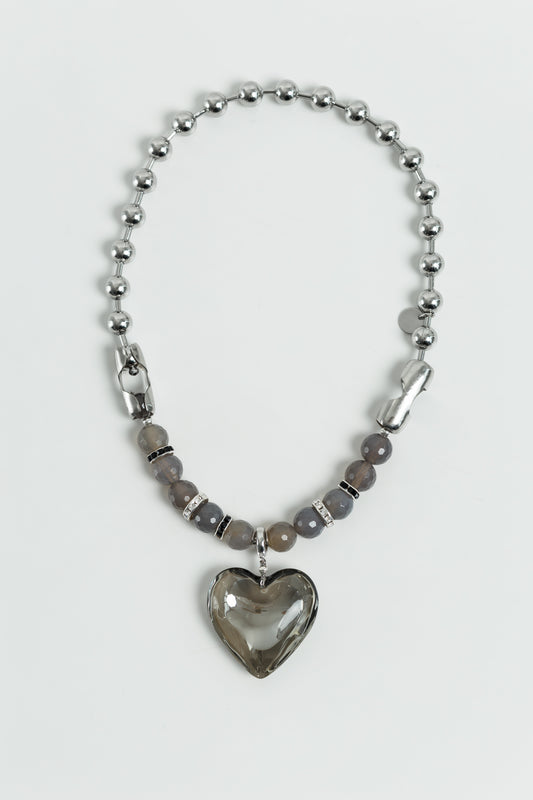 MELISSA necklace with agates and pendant heartSAMOKISH