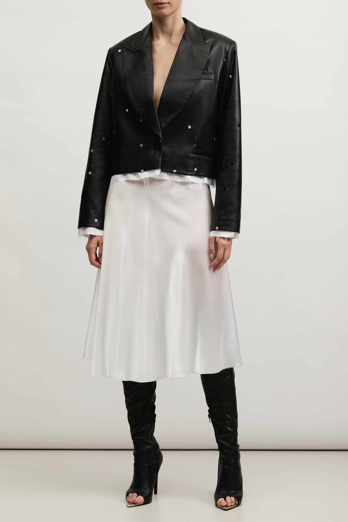 SHORT LEATHER JACKET WITH PERFORATION KATERINA KVIT