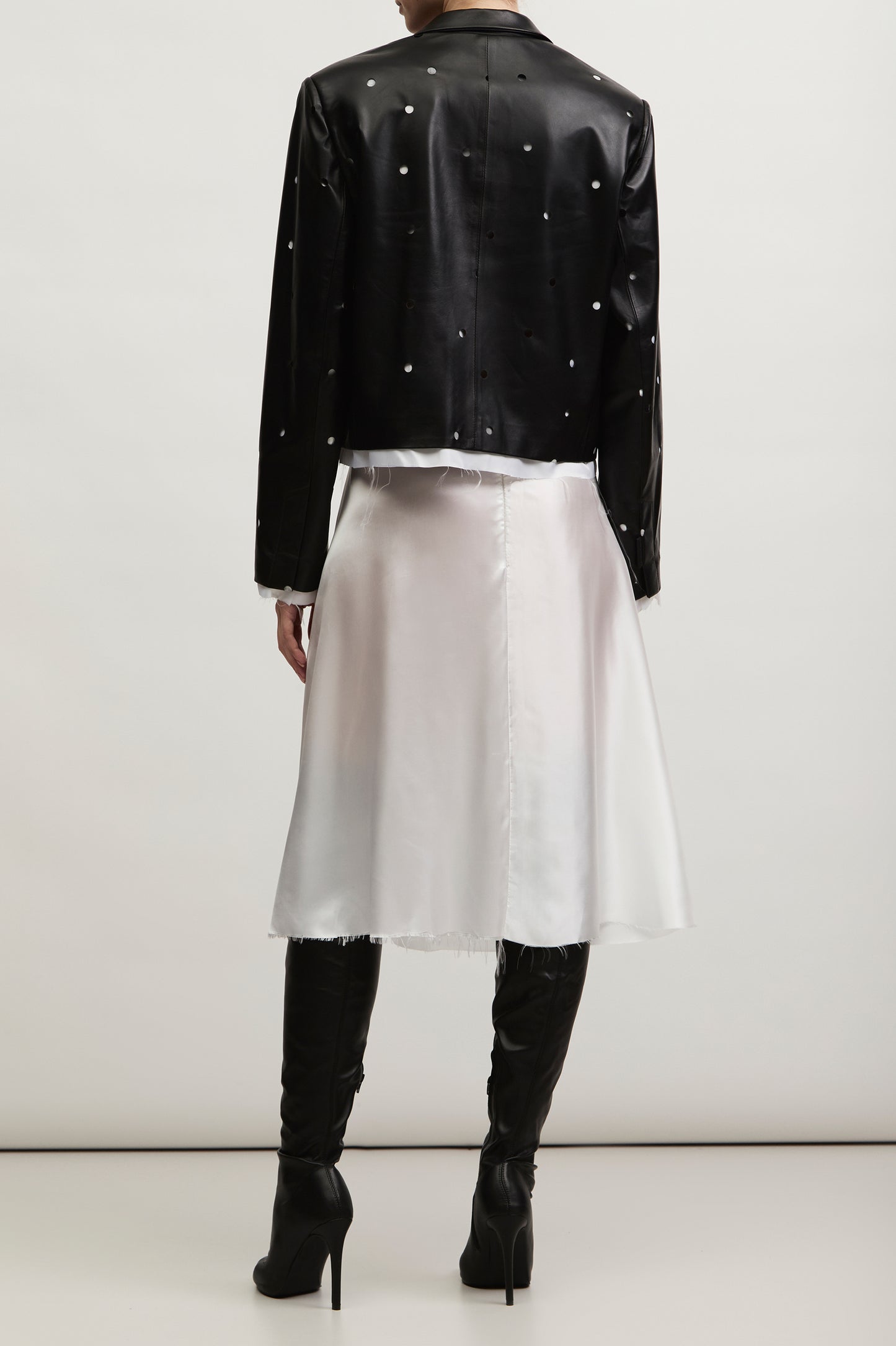 SHORT LEATHER JACKET WITH PERFORATION KATERINA KVIT