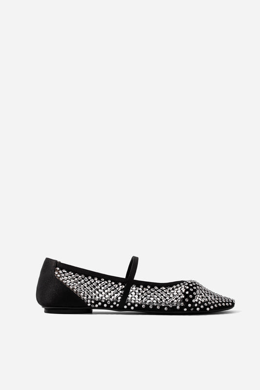 JERRY BALERINA black ballet flats with Swarovski crystals KACHOROVSKA