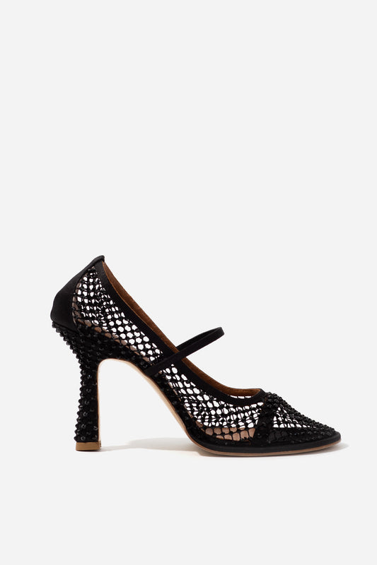 Jerry black leather with Swarovski crystals pumps KACHOROVSKA