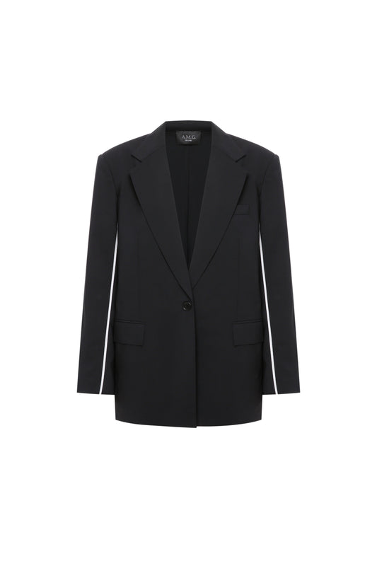 Black jacket with white detail A.M.G.