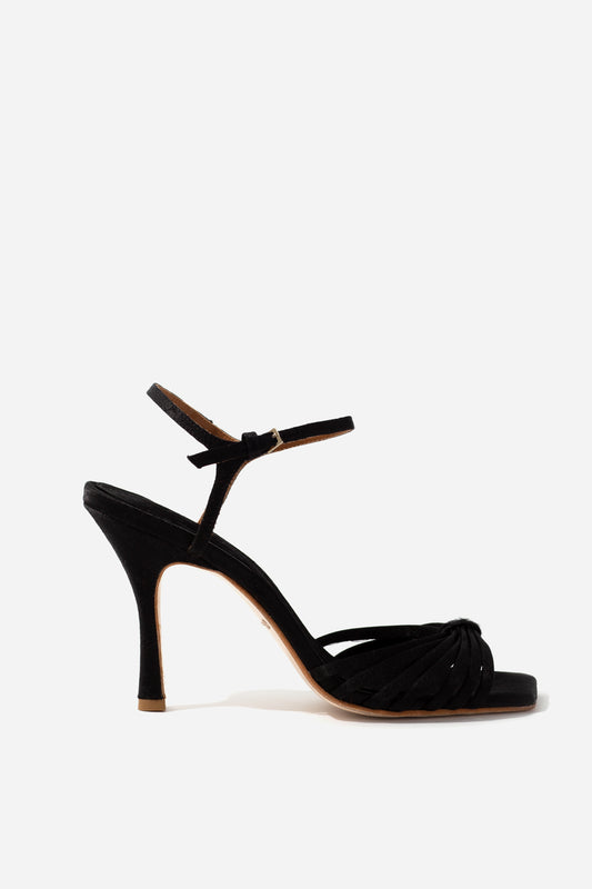 Julie black satin sandals /9 cm/ KACHOROVSKA