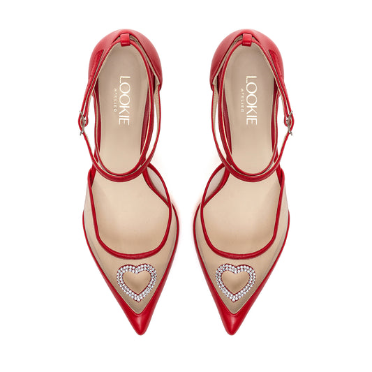 Luv red sandals with a heart-shaped cutout LOOKIE ATELIER