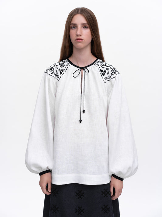 Embroidered shirt Izola white ETNODIM