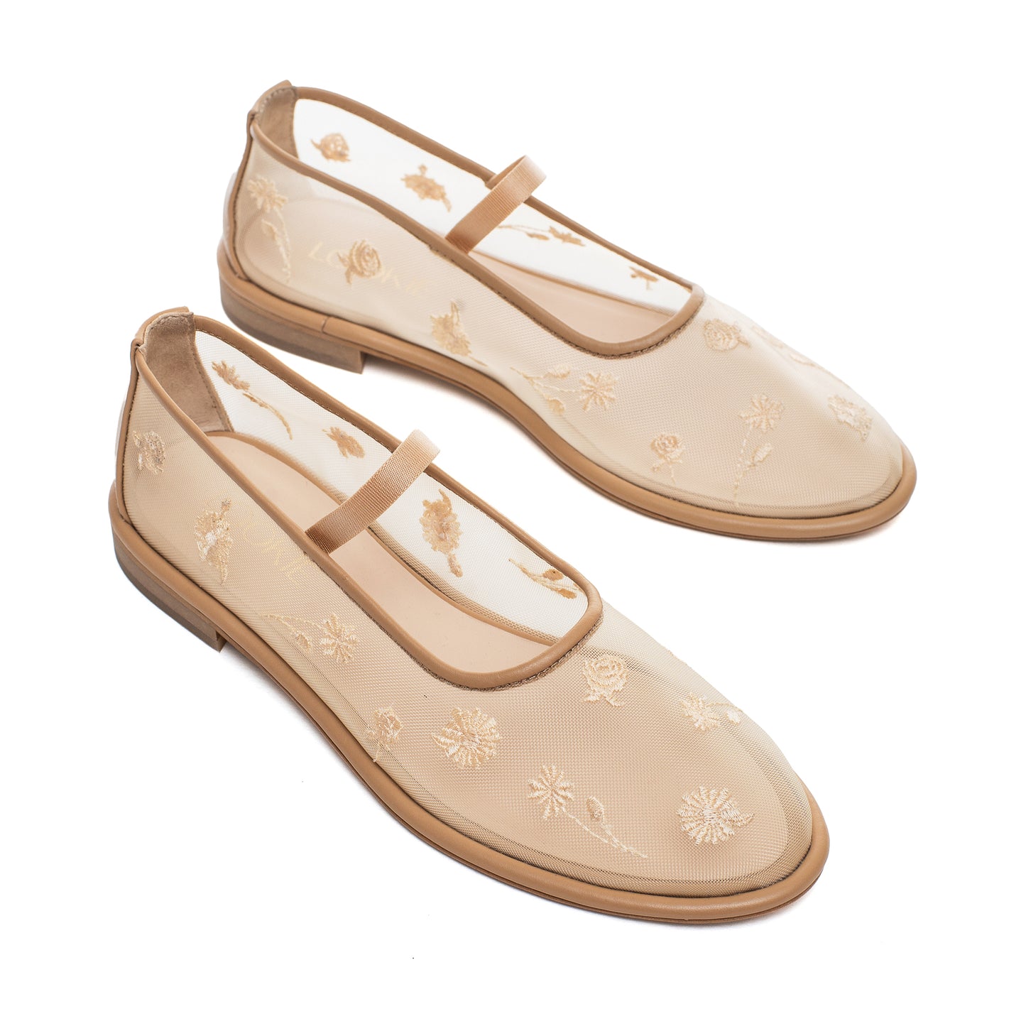 Mariyka Bloom beige ballet flats with embroidered wildflowers LOOKIE ATELIER