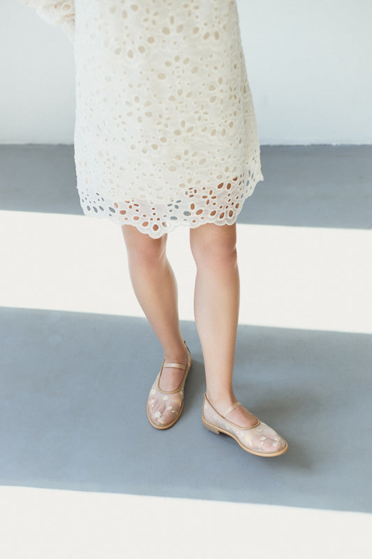 Mariyka Bloom beige ballet flats with embroidered wildflowers LOOKIE ATELIER