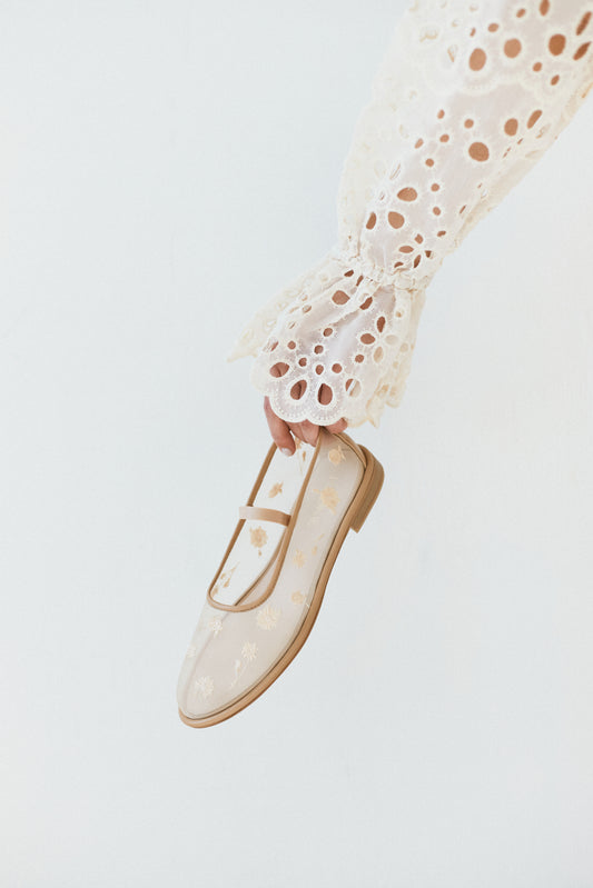 Mariyka Bloom beige ballet flats with embroidered wildflowers LOOKIE ATELIER