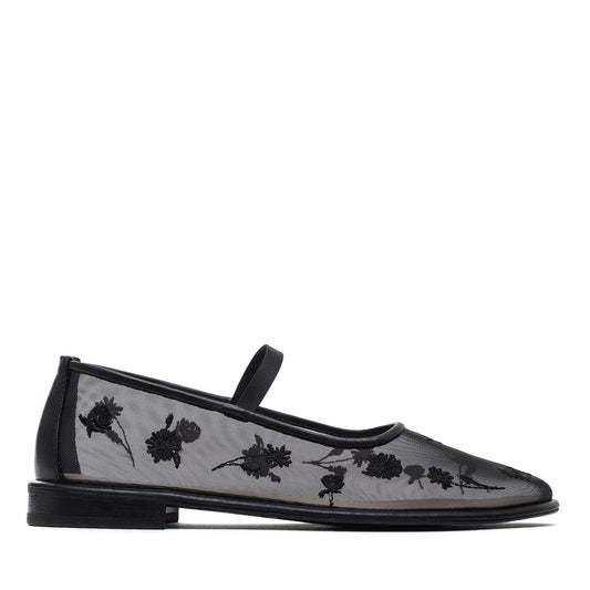 Mariyka Bloom black ballet flats with embroidered wildflowers LOOKIE ATELIER