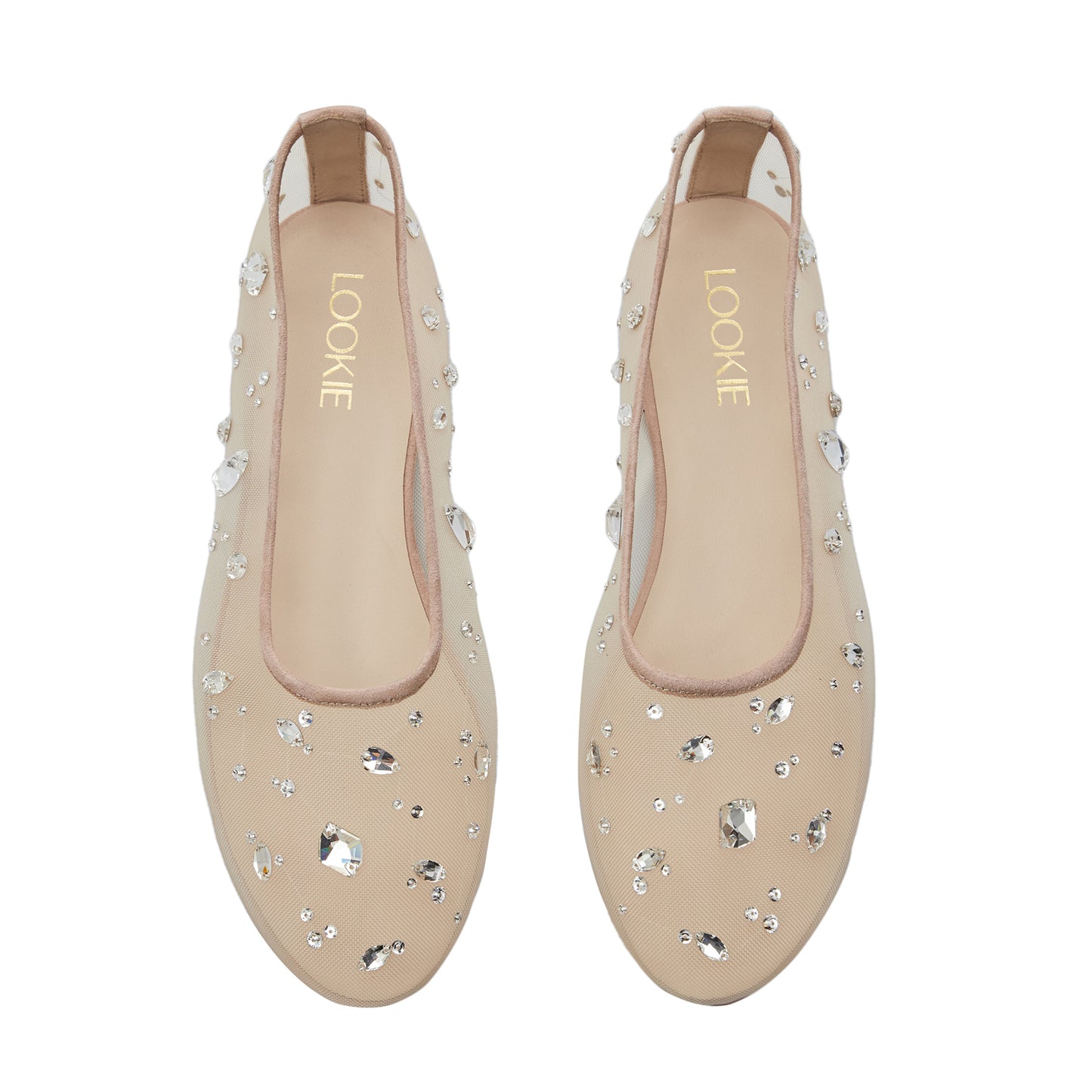 Mariyka Crystals beige mesh ballet flats LOOKIE ATELIER