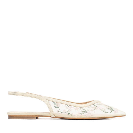 Mesh slingbacks Milana Field Flats with embroidery LOOKIE ATELIER