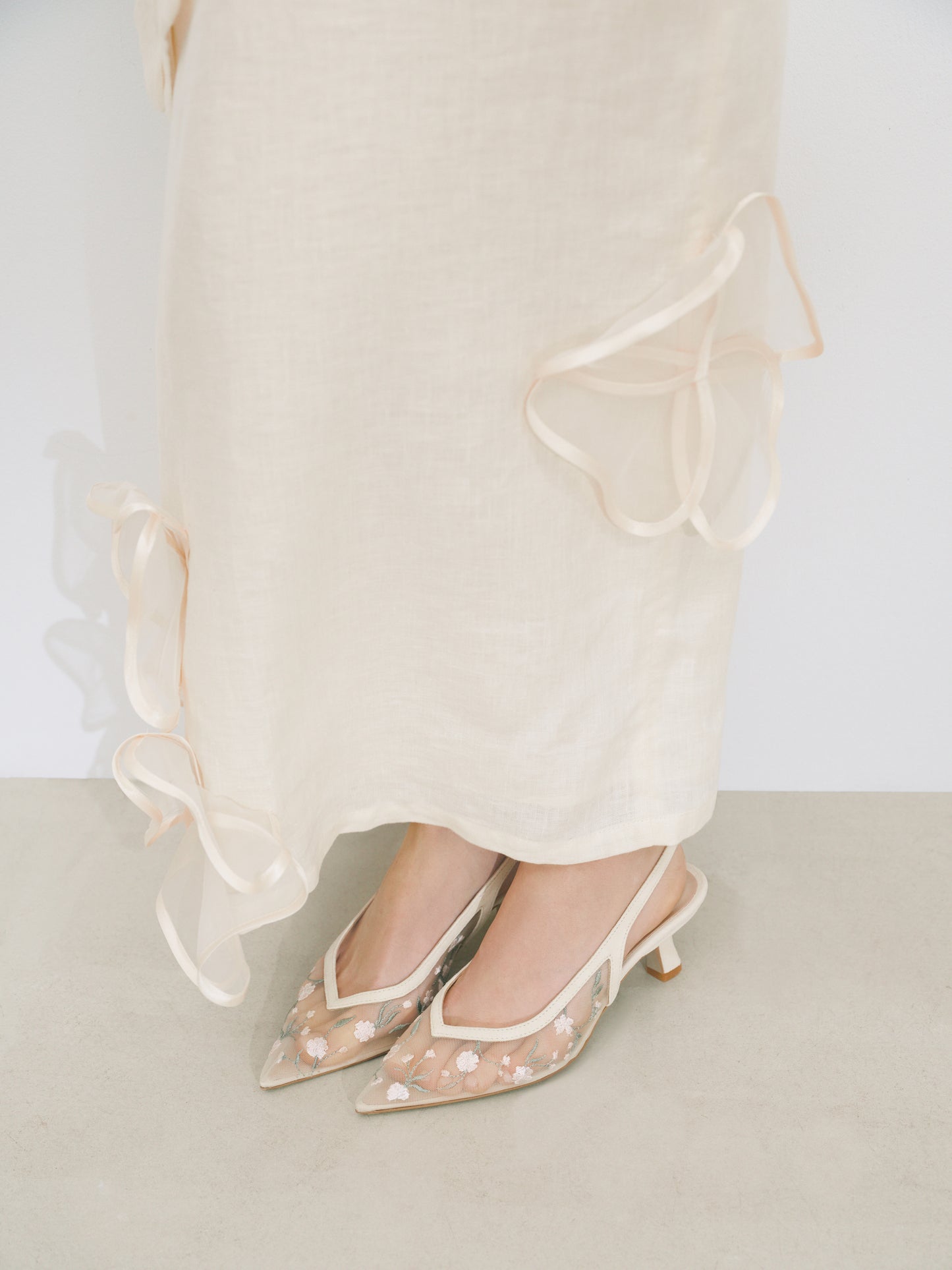 Mesh slingbacks Milana Field with embroidery LOOKIE ATELIER