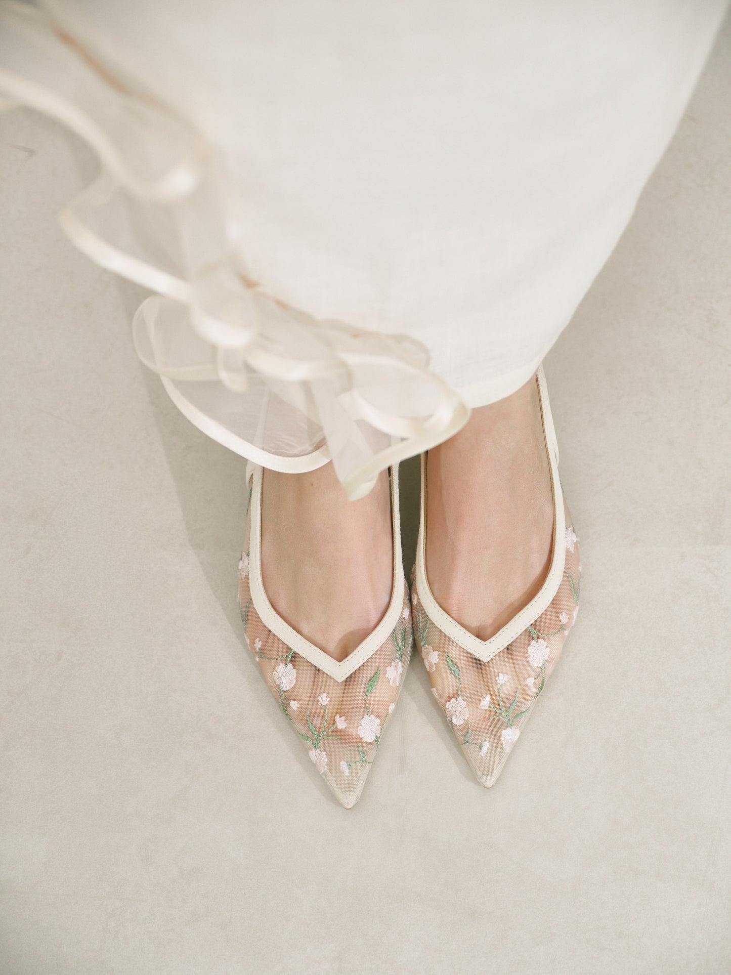Mesh slingbacks Milana Field with embroidery LOOKIE ATELIER