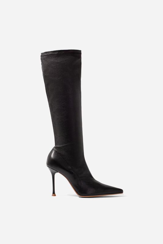 Mira black leather boots /9 cm/ KACHOROVSKA
