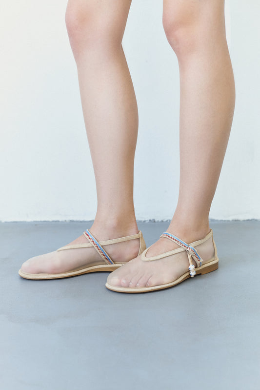 Nino Ethno beige mesh ballet flats LOOKIE ATELIER