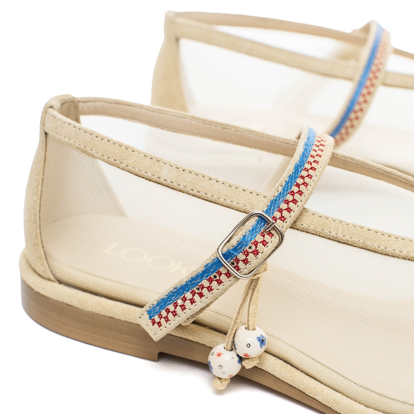 Nino Ethno beige mesh ballet flats LOOKIE ATELIER
